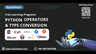 5 Python Tutorial for Beginners NaoMtech  Operators  Datatype Conversion [upl. by Burgess]