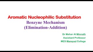 Aromatic Nucleophilic Substitution Benzyne Mechanism [upl. by Tressia]