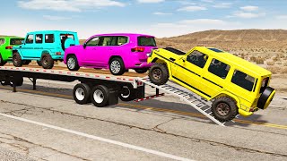 Flatbed Truck Mcqueen  Transportation with Truck  Pothole vs Car 193  BeamNGDrive [upl. by Eniledam939]