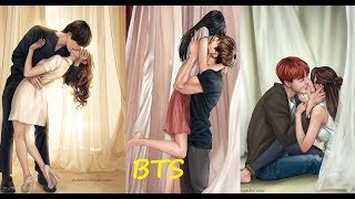 BTS HAYALİ KIZ ARKADAŞLARI İLE FANART  BTS IMAGINE GİRLFRIEND FANART [upl. by Enirroc]