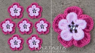 HOW to CROCHET a WILD FLOWER  Pink Flowers Flor Flores by Naztazia [upl. by Adnema]