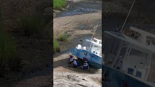 Fishing boat Stranded on oyster bed from drone drone fishing beach [upl. by Yvad]