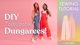 DIY adjustable DUNGAREES ☆ sewing tutorial  pattern [upl. by Bottali788]