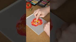 small tomato with oil pastels in skecthbook art drawing [upl. by Eelasor]