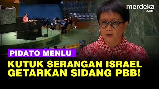 Pidato Tegas Menlu Retno Kutuk Israel Getarkan Sidang Darurat PBB [upl. by Paulie]