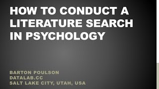 How to Conduct a Literature Search in Psychology [upl. by Oikim225]