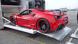 Novitec Ferrari 488 NLargo  Unloading from a Truck Exhaust Sounds Overview [upl. by Ingmar784]