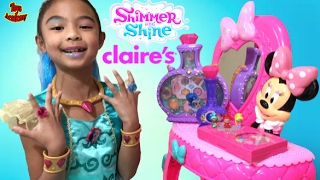 Shimmer and Shine Claires MakeUp Sets Magical Wishes Genie Bottles Surprises  Toys Academy [upl. by Einnaffit]