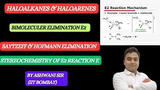 E2 REACTION MECHANISM ORGANIC CHEMISTRY  SAYTZEFF amp HOFMANN PRODUCTS II HALOALKANES ampHALOARENES [upl. by Bartholemy]