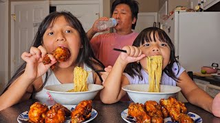 Super Spicy Chicken DrumstickPork Noodles 🍜Jenna Shrestha Cook For UsJasna Jastina Mukbang [upl. by Adeuga]