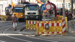 Lützner Straße wieder frei für Straßenbahnen 03092012 [upl. by Ydoow]