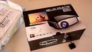 Best Cheapest Projector Cheerlux C6 LCD LED Projector Unboxing Review and Test HD [upl. by Whorton]