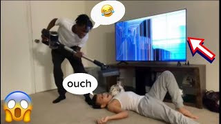 Broken TV Screen Prank On Girlfriend 😱Must Watch [upl. by Akinuahs]