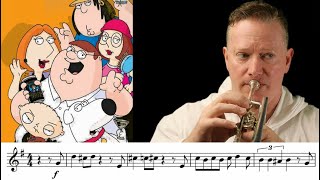 FAMILY GUY THEME SONG TRUMPET SOLO PLAY ALONG cover with sheet music main vocal melody  no lead [upl. by Nabru]