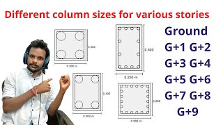 Columns sizes for various floors  building design  civil engineering  youtube  column design [upl. by Inilahs]