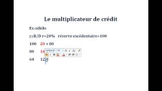 économie monétaire et financière séance 7 multiplicateur du crédit [upl. by Aivun694]