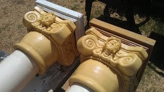 Making Foam Sculptures  Carving Foam Capitals For Pillars amp Columns  Halloween Facade [upl. by Ennahs]