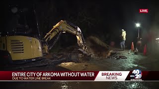 Arkoma without water as crews work to fix water line [upl. by Kral]