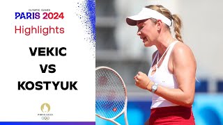 Donna Vekic vs Marta Kostyuk HIGHLIGHTS  Olympics Paris 2024 [upl. by Ranite41]