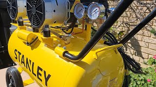 Stanley Silenced Air Compressor 275hp QUIET af  Unboxing Assembly and Test Op [upl. by Archangel]