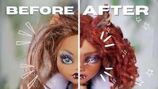 REVAMPING OLD DOLLS 🖌️ MONSTER HIGH CLAWDEEN REPAINT  relaxing Doll Repaint ooak  etellan [upl. by Maze]