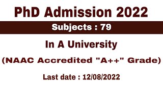 PhD Admission 2022  PhD Entrance Exam 2022  PhD Admission Notification 2022  PhD Notification [upl. by Nabalas]