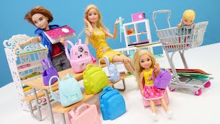 Barbie Ailesi Chelsea için okul alıverişi yaptık Barbie oyunları [upl. by Ditmore]