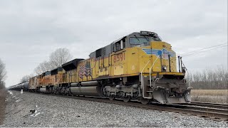 CSX B725 w UP 8591 SD70AH on Point and Nice Horn Jordan NY 13124 4K60 [upl. by Katee]