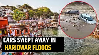 Haridwar Flood Vehicles Seen Floating After River Ganga Level Rises  Uttarakhand News [upl. by Vanna]