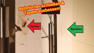 Bohrlöcher verschließen – Bohrlöcher bei Rauhfaser Tapete schließen  Löcher in Wand ausbessern [upl. by Yruama346]