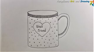 How to Draw a Best Friend Cup  Drawing For Gift [upl. by Atnuahs]