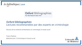 Oxford Bibliographies en criminologie [upl. by Nodmac126]