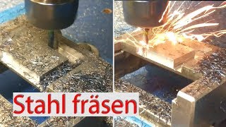 Stahl fräsen mit eigenbau CNC Fräse  Trochoidal fräsen [upl. by Aziza]