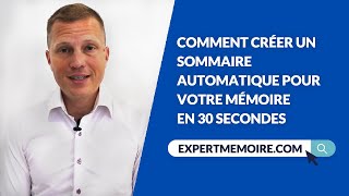 Comment créer un sommaire automatique pour votre mémoire en 30 secondes [upl. by Nagiam425]