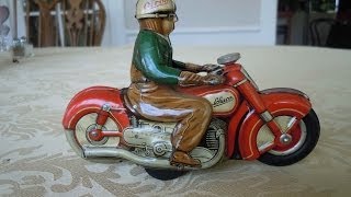 SCHUCO CURVO 1000 TIN TOY MOTORCYCLE [upl. by Mchugh]