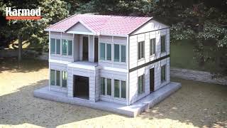 Comment installer une maison à ossature métallique ou préfabriquée  ANIMATION 3D [upl. by Drofwarc37]