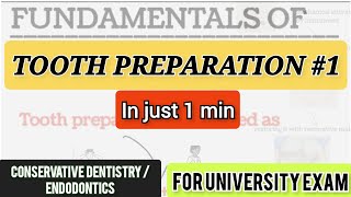 Tooth preparation1fundamentals of tooth preparationin1minendodonticsBDSdentistryDentoTuber [upl. by Acinyt]