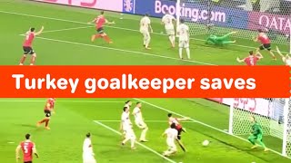 Turkey goalkeeper Mert Gunok last minute incredible saves [upl. by Nyladnek]