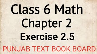 Class 6 Math Chapter 2 Exercise 25 Punjab Text Book Board  Class 6 Maths Chapter 2 Exercise 25 [upl. by Nygem]