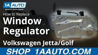 How To Install Replace Front Window Regulator 199906 VW Volkwagen Jetta Golf [upl. by Eimilb]