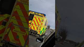 Gloucestershire ambulance blue lights and sirens Cheltenham near gchq [upl. by Enylcaj]