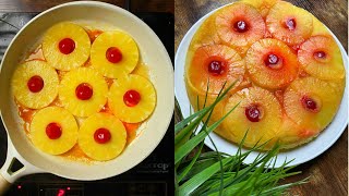 PINEAPPLE UPSIDEDOWN PANCAKE RECIPE Upside down pineapple cake in frying pan [upl. by Assilim]