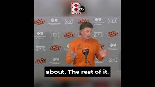 Oklahoma State head coach on Bedlam goalpost incident [upl. by Nivad]