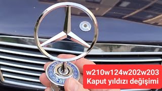 ⭐️2 dakikada w210 w124 w202 w203 kaput yıldızı değişimi⭐️ Mercedes hood emblem replacement 👍👍 [upl. by Vanden839]