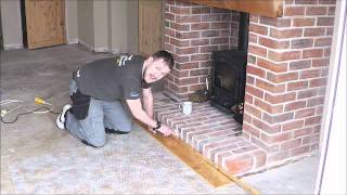 How to install your Laminate Wood floor against brick or stone fireplace or wall undercut [upl. by Anyahc]