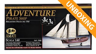 Amati 1446 Pirate Adventure ship model kit unboxing [upl. by Yraillih]