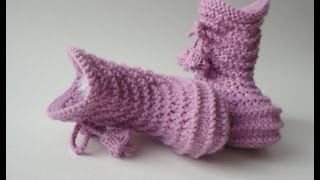 Вязаные пинетки для детей Knitted baby booties [upl. by Ketchan]