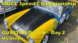 MG Midget Gurston Down day 2  MGCC speed championship  Birth of a Racecar [upl. by Airekat]