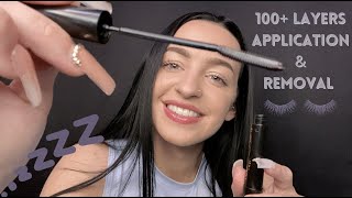 ASMR 100 Layers Of Mascara For You To Sleep  Application amp Removal  VERY TINGLY [upl. by Nosliw]