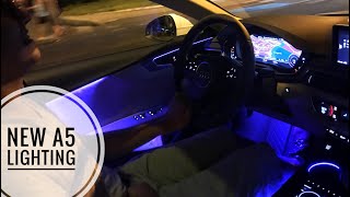 NEW 2018 Audi A5 Ambient Lighting and Exterior Lights  HOW TO SEPARATE THE AMBIENT LIGHT COLOR [upl. by Noletta]